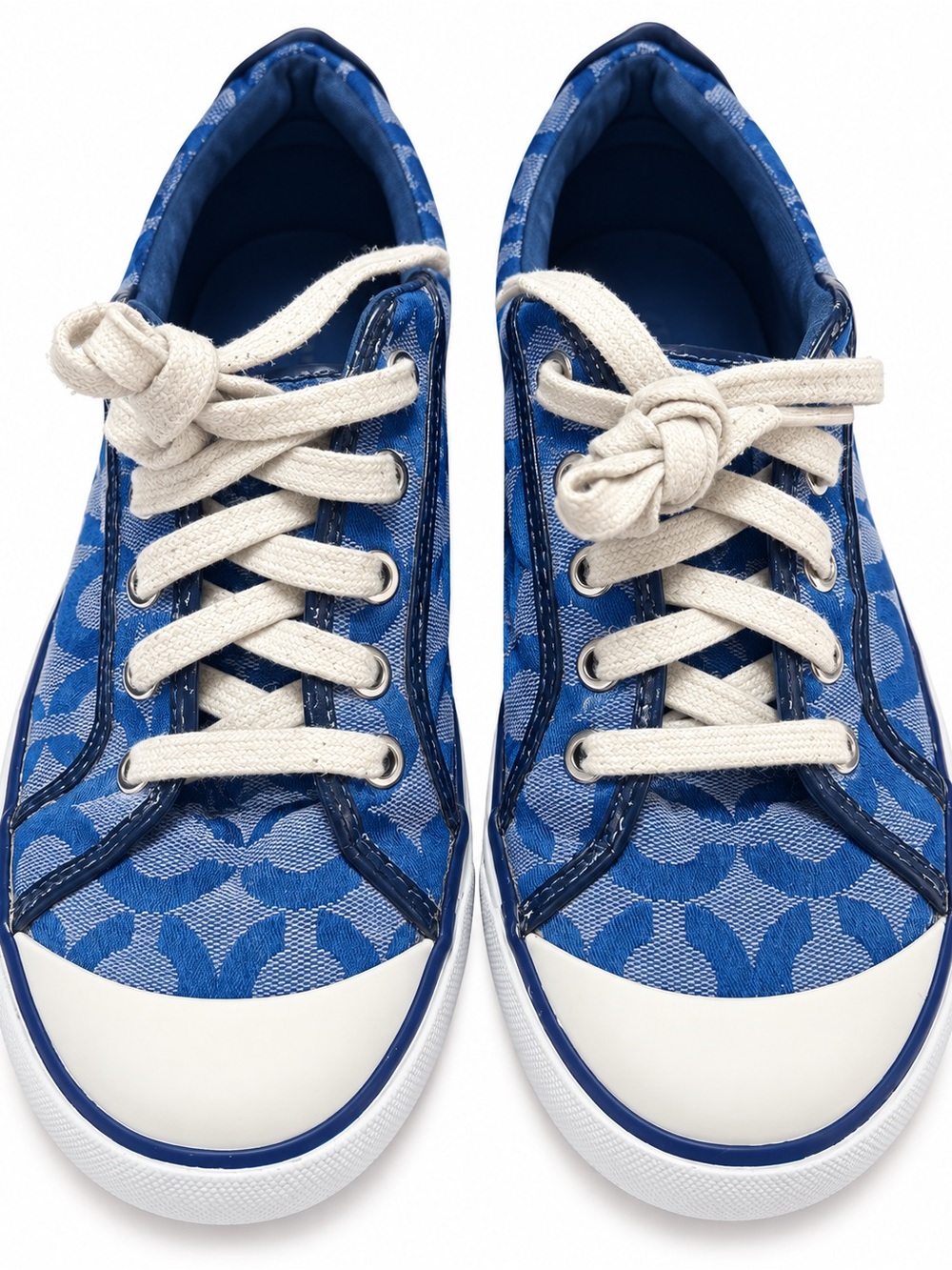 Coach Women's Blue Signature Canvas Low Top Sneakers size 8.5B - Picture 2 of 9